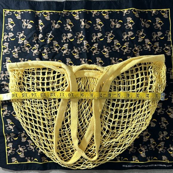 Style Bundle- Go Bananas - square cotton scarf and reusable mesh bag- yellow - Picture 6 of 6